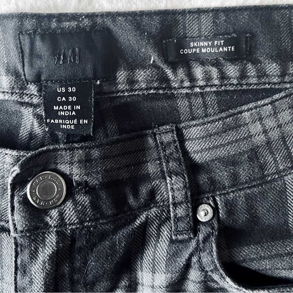 H&M Skinny Fit Pants Grey & Black lined - Picture 4 of 7